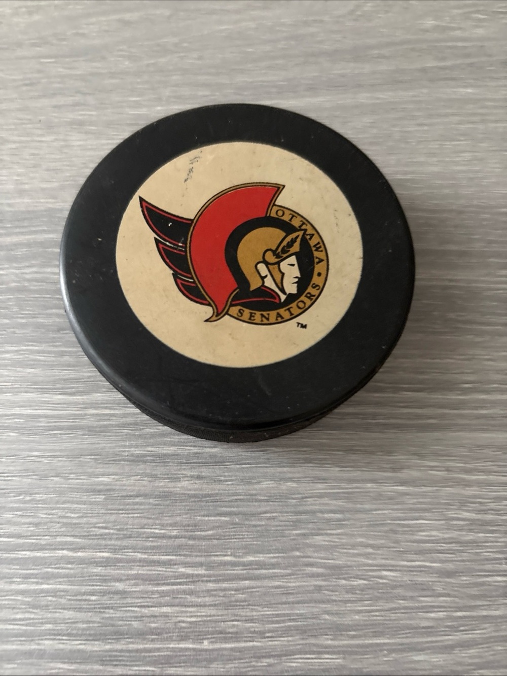 NHL Ottawa Senators Black Red Gold Hockey Puck